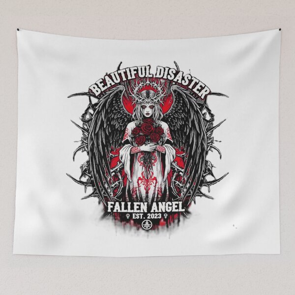 Item preview, "Beautiful Disaster - Fallen Angel Edgy Gothic T-Shirt Design" designed and sold by Vibepop.store.