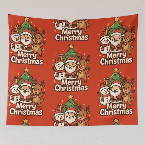 Item preview, Santa Claus Happy with Rudolph and Snow Puppet designed and sold by Arte Cartoon From TagTeam Group.