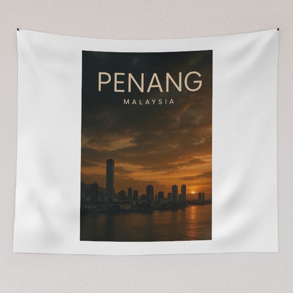 Item preview, Golden Hour Over George Town Skyline, Penang Malaysia designed and sold by Aryabek.