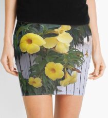 yellow flowers on the gatedoor Mini Skirt