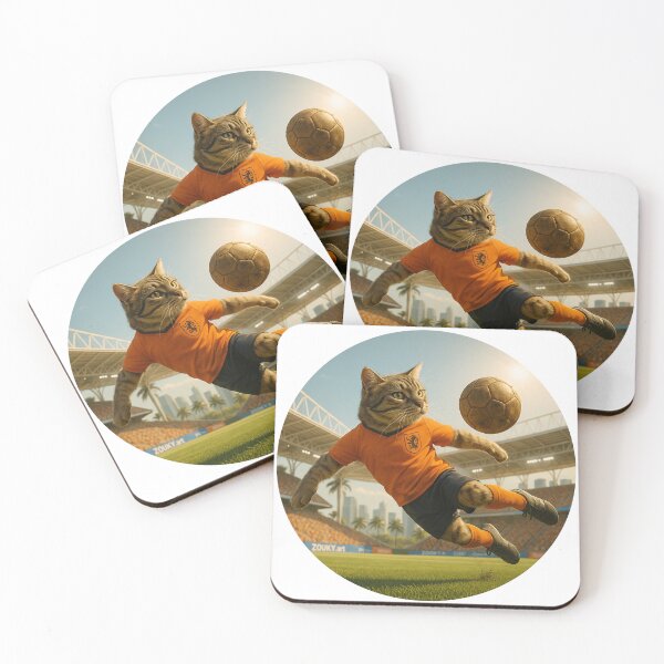 Item preview, Dutch Soccer Orange Cat – Fearless Feline with Global Game Spirit designed and sold by Zouky.art.