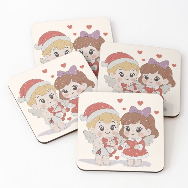 Item preview, Kawaii Christmas Cupid Couple – Cute Holiday Love Illustration designed and sold by wanderbloomm.