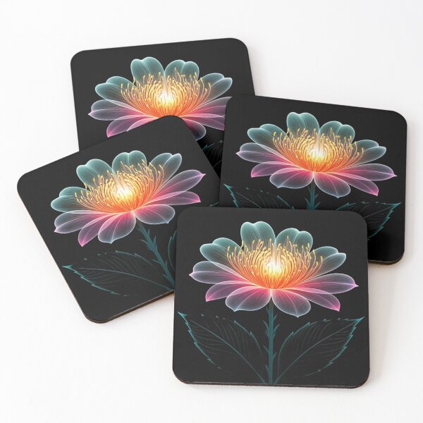 Item preview, Ethereal X-Ray Flower – Glowing Translucent Petals and Golden Veins  designed and sold by PixelVibe782.