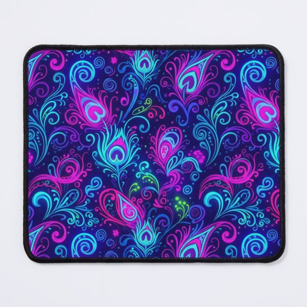 Item preview, Neon Peacock Feathers Seamless Pattern - Vibrant Psychedelic Swirls and Flourishes designed and sold by EchoArtZone.