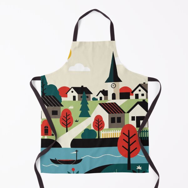 Item preview, Village on the bank of a river designed and sold by Design4uStudio.