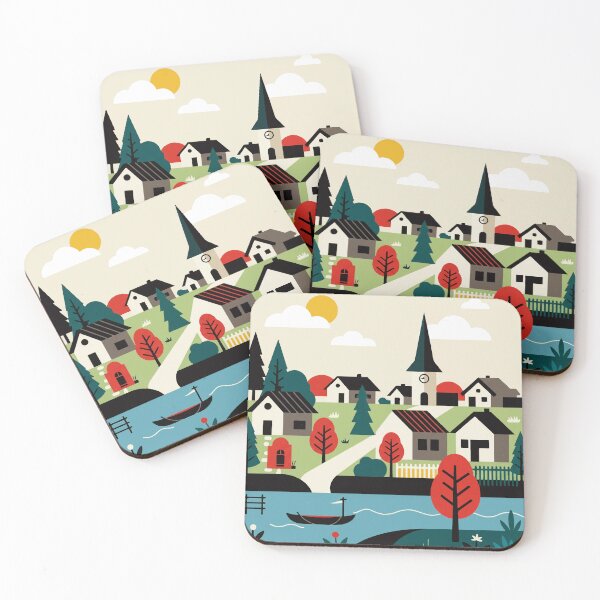 Item preview, Village on the bank of a river designed and sold by Design4uStudio.
