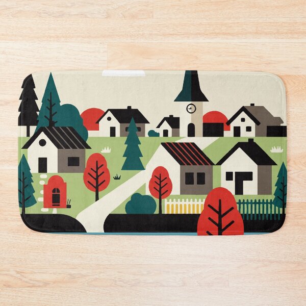 Item preview, Village on the bank of a river designed and sold by Design4uStudio.