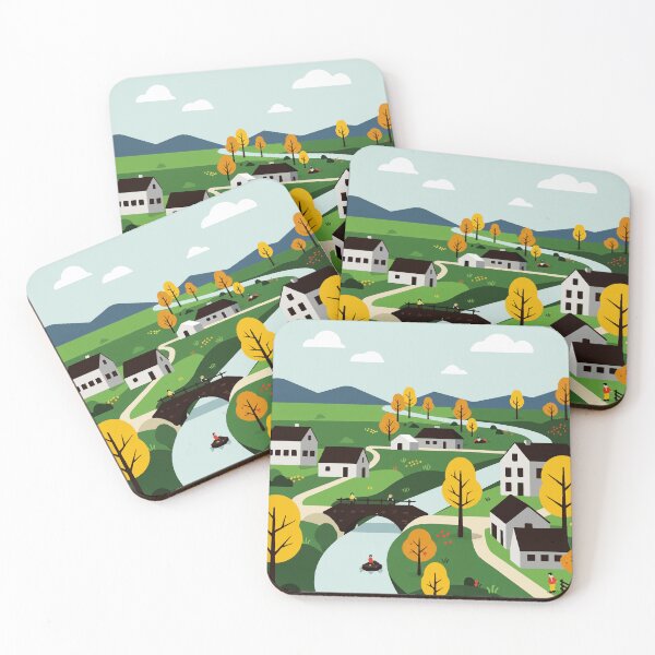 Item preview, Village on the bank of a river designed and sold by Design4uStudio.