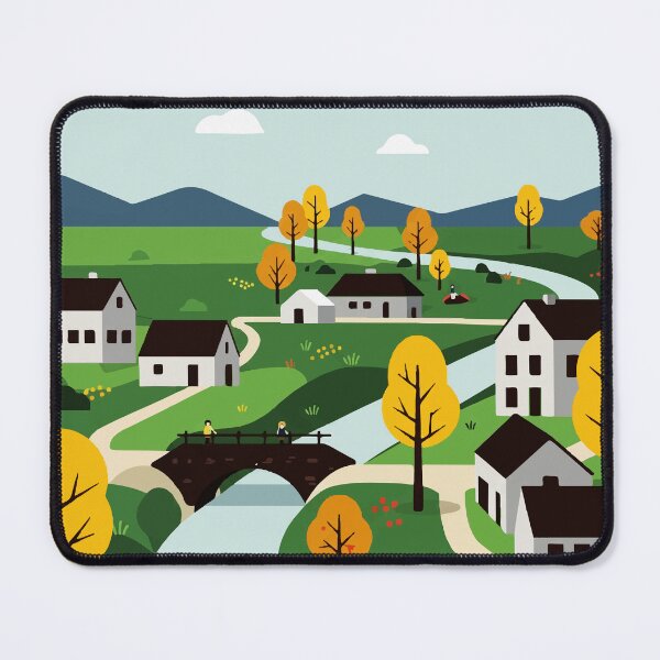 Item preview, Village on the bank of a river designed and sold by Design4uStudio.