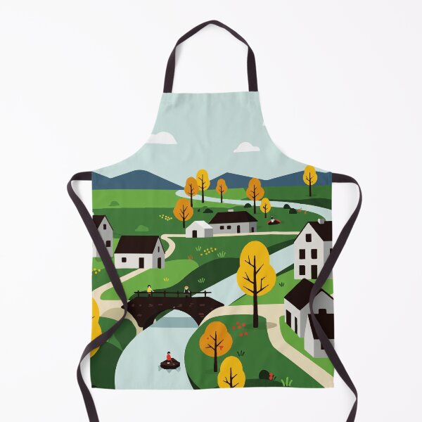 Item preview, Village on the bank of a river designed and sold by Design4uStudio.