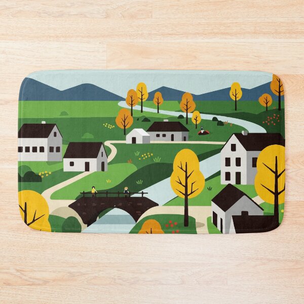 Item preview, Village on the bank of a river designed and sold by Design4uStudio.