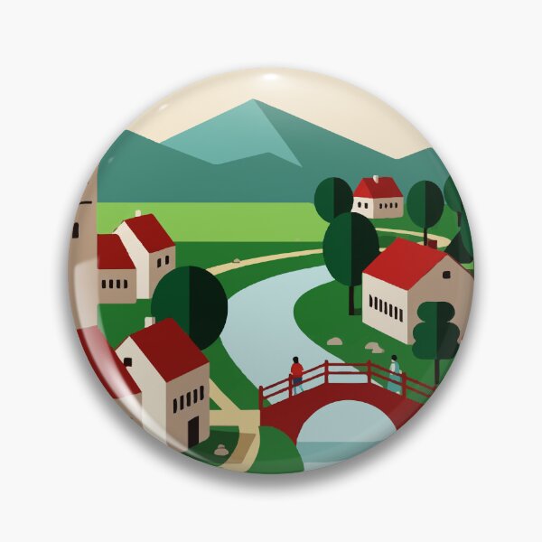 Item preview, Village on the bank of a river designed and sold by Design4uStudio.