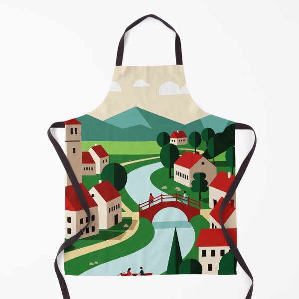Item preview, Village on the bank of a river designed and sold by Design4uStudio.