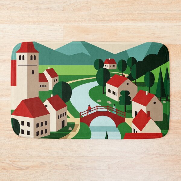 Item preview, Village on the bank of a river designed and sold by Design4uStudio.