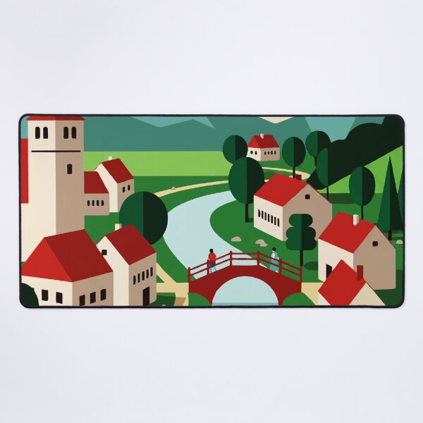Item preview, Village on the bank of a river designed and sold by Design4uStudio.