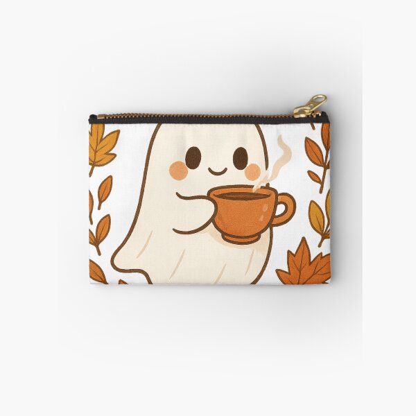 Item preview, Cozy Cute Ghost with Autumn Leaves and Tea designed and sold by EnigmaWitch.