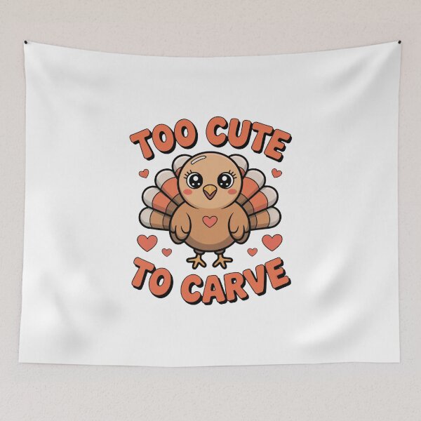 Item preview, Too Cute to Carve Kawaii Turkey Thanksgiving Shirt designed and sold by WSPrintCrafter.