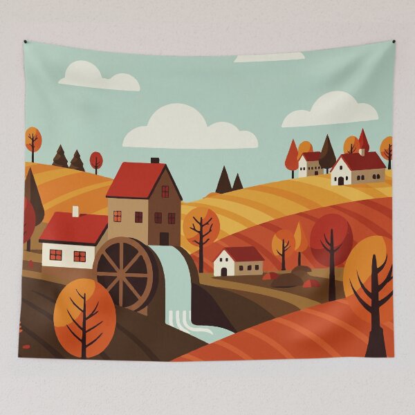 Item preview, Country house with water wheel designed and sold by Design4uStudio.
