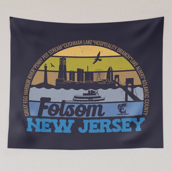 Artikelvorschau, Folsom New Jersey Sonnenuntergang Retro Vintage Lokales Stolz-Logo entworfen und verkauft von CRHPOD20.
