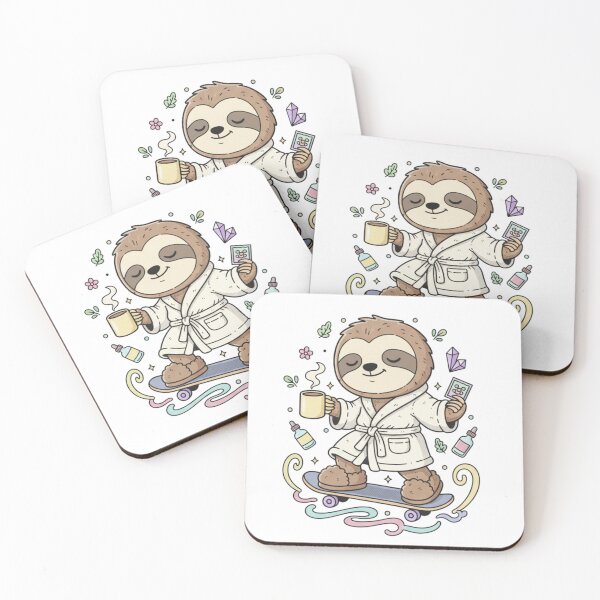 Item preview, "Sloffee Break" Skateboard Sloth T-Shirt | Cute Animal Coffee Lover & Self-Care Gift designed and sold by OKie-Atelier.