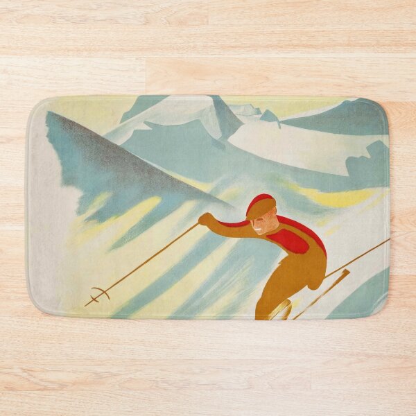 Item preview, Vintage Samaden Travel Poster | Swiss Alps Skier Adventure | Art Deco Style | 1920s-1940s Winter Sports & Air Travel designed and sold by artofuniverse.