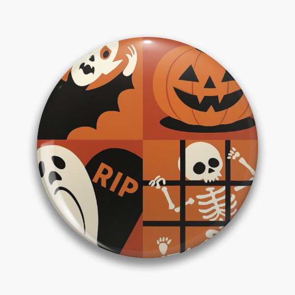 Item preview, Halloween Quadrant Pattern with Ghosts, Pumpkins, and Skeletons designed and sold by RuweisVibes.
