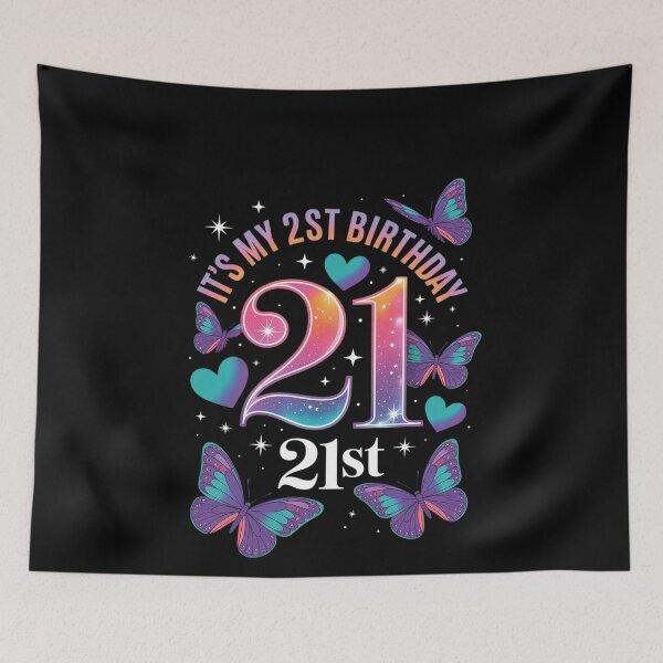 Item preview, 21st Birthday, Girl 21 years, Butterflies and Number  designed and sold by MonsterBuddiess.