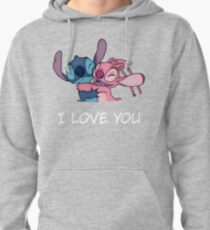 stitch and angel (i love you) Pullover Hoodie
