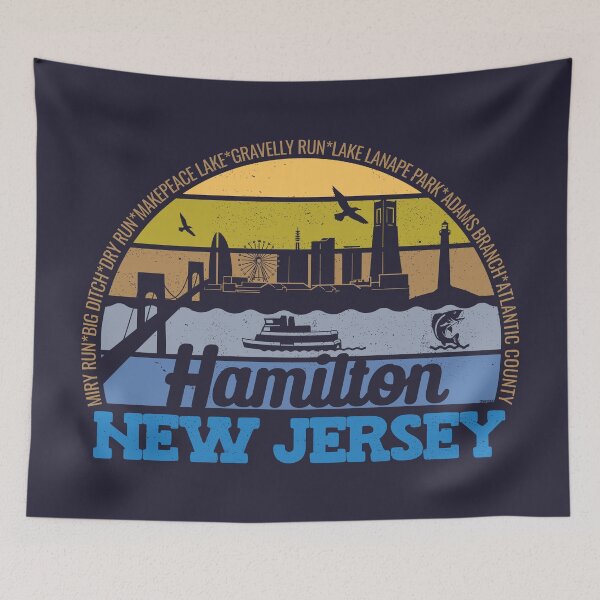 Artikelvorschau, Hamilton New Jersey Sonnenuntergang Retro Vintage Lokales Stolz-Logo entworfen und verkauft von CRHPOD20.