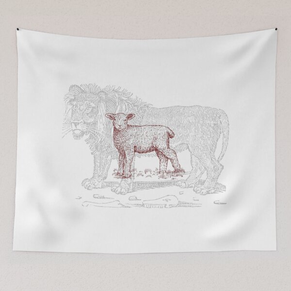 Item preview, Lion and Lamb Christian Jesus Biblical Contrast Art designed and sold by HarinDonreka.