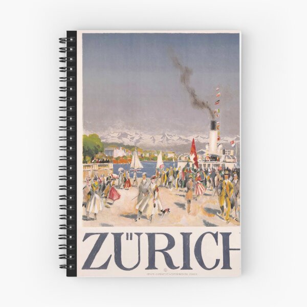 Item preview, Vintage Zürich Travel Poster | Early 20th Century Art Deco Style | Swiss Alps & Lake | Elegant Social Scene  Steamboat designed and sold by artofuniverse.