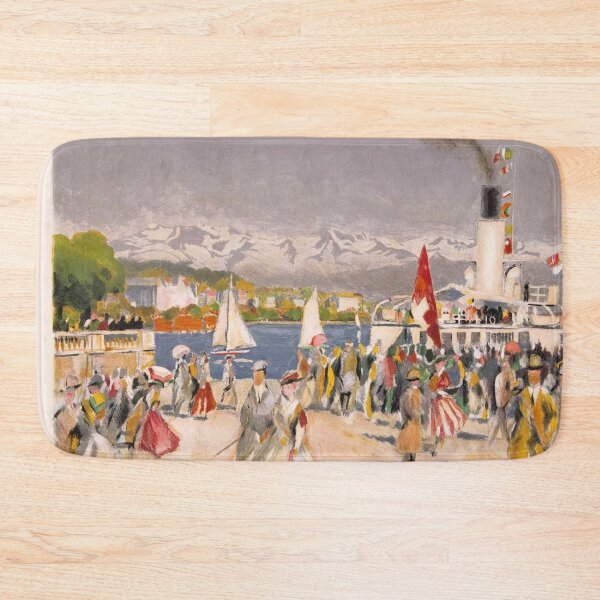 Item preview, Vintage Zürich Travel Poster | Early 20th Century Art Deco Style | Swiss Alps & Lake | Elegant Social Scene  Steamboat designed and sold by artofuniverse.