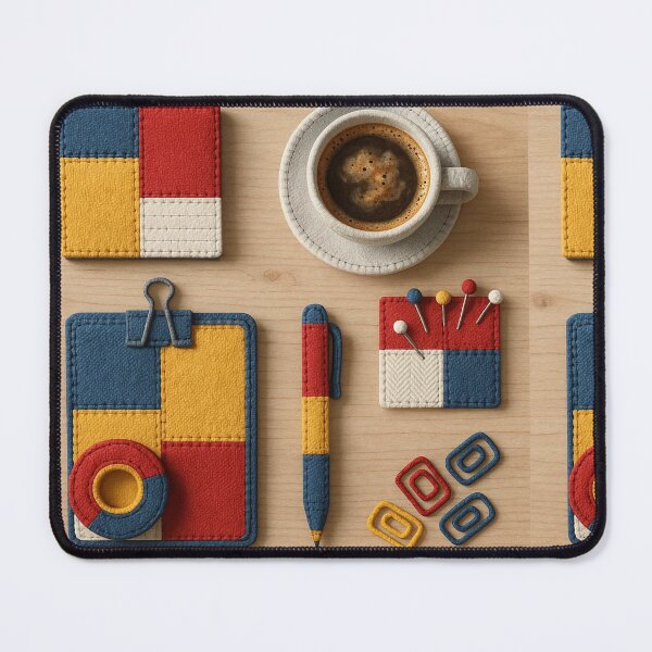 Item preview, Patchwork Desk with A Coffee Cup designed and sold by SmilingAnny.