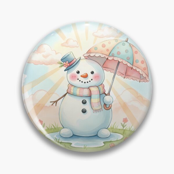 Item preview, Cute Kawaii Snowman with Umbrella Watercolor Art designed and sold by Minimochi Art.