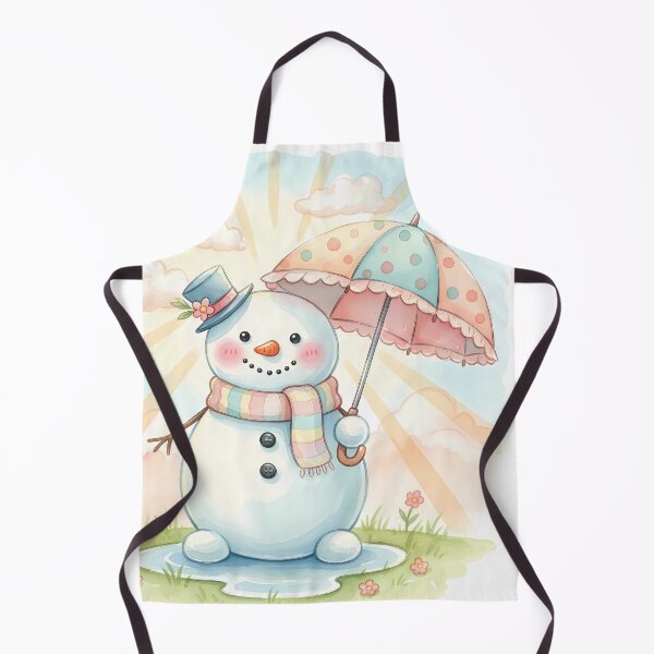 Item preview, Cute Kawaii Snowman with Umbrella Watercolor Art designed and sold by Minimochi Art.
