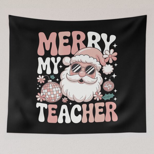 Item preview, Merry Teacher Christmas Wavy Pink Teacher designed and sold by Sunset4Bones.