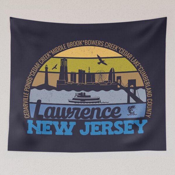 Item preview, Lawrence New Jersey Sunset Retro Vintage Local Pride Logo designed and sold by CRHPOD20.