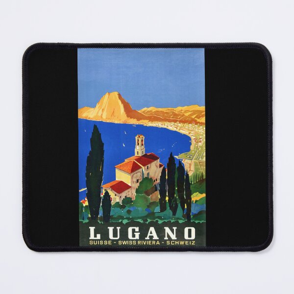 Item preview, Vintage Swiss Riviera Travel Poster | Lugano Art Deco Wall Art | Mid 20th Century Graphic Style | Vibrant Colors & Scenic Beauty designed and sold by artofuniverse.