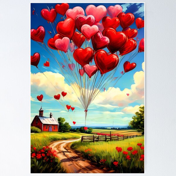 Item preview, Valentine Baloons Greeting Card Blank For Message designed and sold by CharlottePlaceArt.