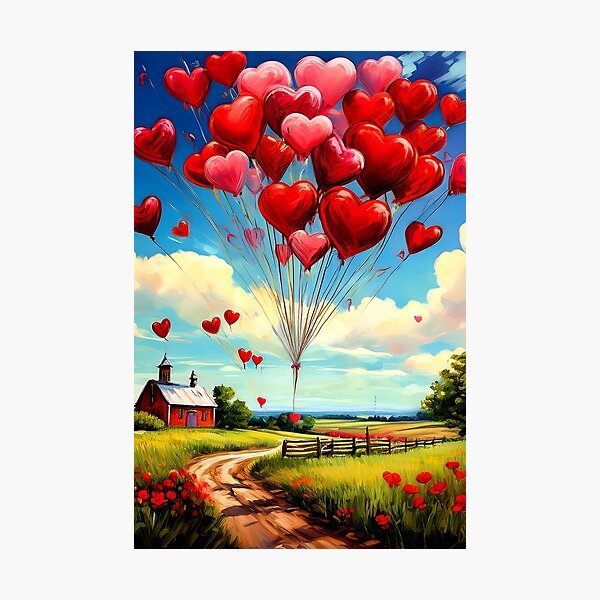 Item preview, Valentine Baloons Greeting Card Blank For Message designed and sold by CharlottePlaceArt.