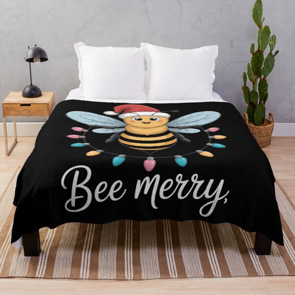 Item preview, Bee Merry Christmas Bee Wears Santa Hat Xmas lights designed and sold by brynatshop.
