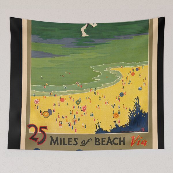 Item preview, Vintage Travel Poster | South Shore Line | 1923 Art Deco Beach Scene | Chicago to Indiana Vacation Vibes & Coastal Charm designed and sold by artofuniverse.