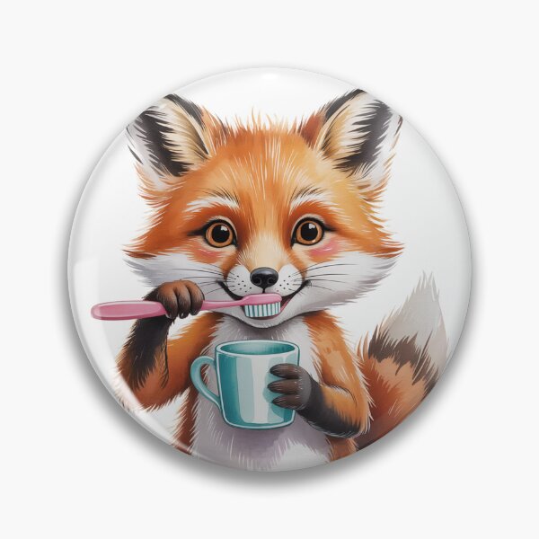 Item preview, Cute Fox Brushing Teeth – Kids Bathroom Wall Art designed and sold by vk09.