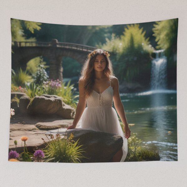 Item preview, Enchanted Lady by the Waterfall designed and sold by BlareBlare.