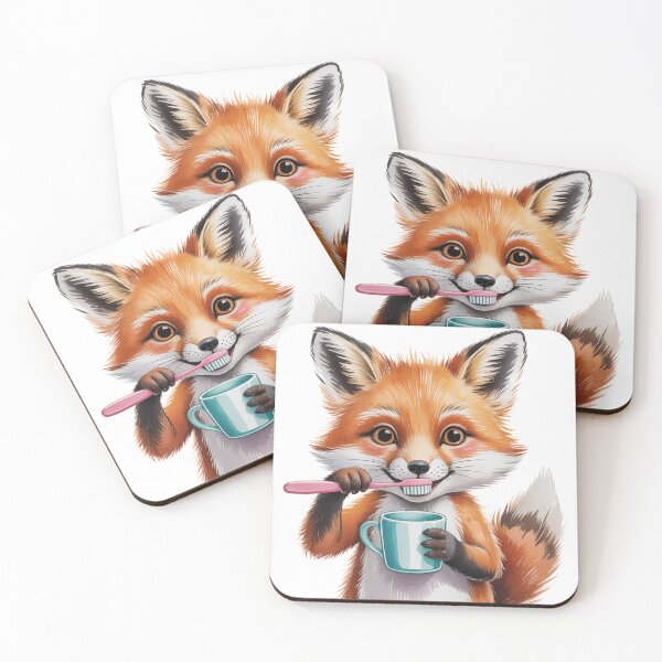 Item preview, Cute Fox Brushing Teeth – Kids Bathroom Wall Art designed and sold by vk09.