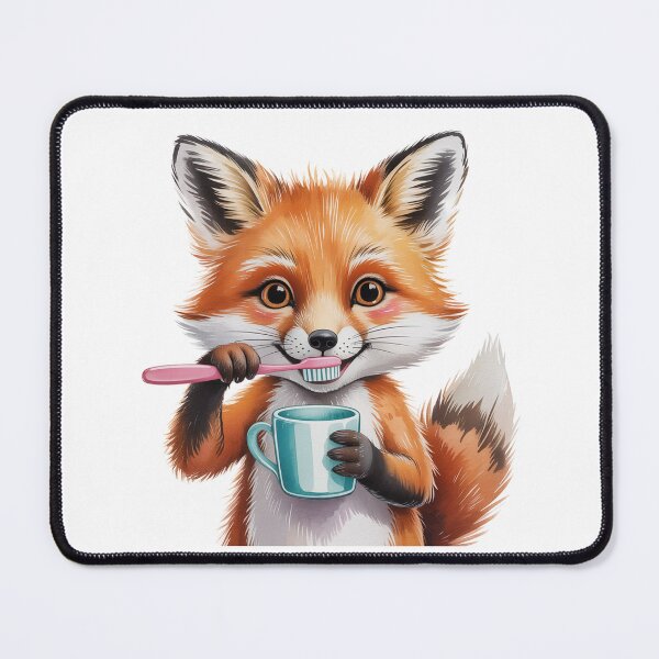 Item preview, Cute Fox Brushing Teeth – Kids Bathroom Wall Art designed and sold by vk09.