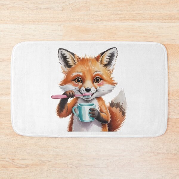 Item preview, Cute Fox Brushing Teeth – Kids Bathroom Wall Art designed and sold by vk09.