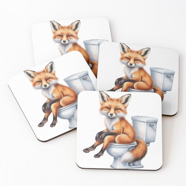 Item preview, Funny Fox Bathroom Wall Art – Fox on Toilet designed and sold by vk09.