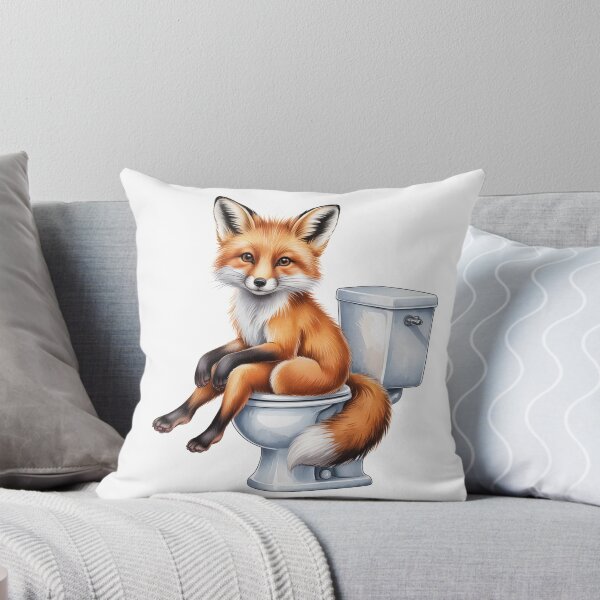 Item preview, Funny Fox Bathroom Wall Art – Fox on Toilet designed and sold by vk09.