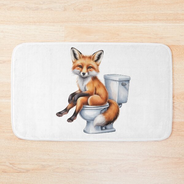 Item preview, Funny Fox Bathroom Wall Art – Fox on Toilet designed and sold by vk09.